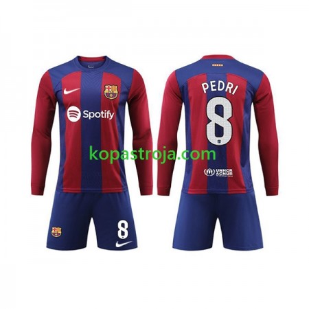 Billiga Fotbollströjor FC Barcelona Pedri 8 Barn Hemma tröja 2023/24 Långärmad